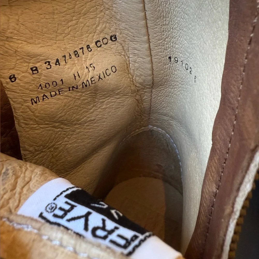RARE! Frye‎ Womens VINTAGE INSPIRED Tyler Double Zip-SVL Boot, Cognac, 6, NO BOX